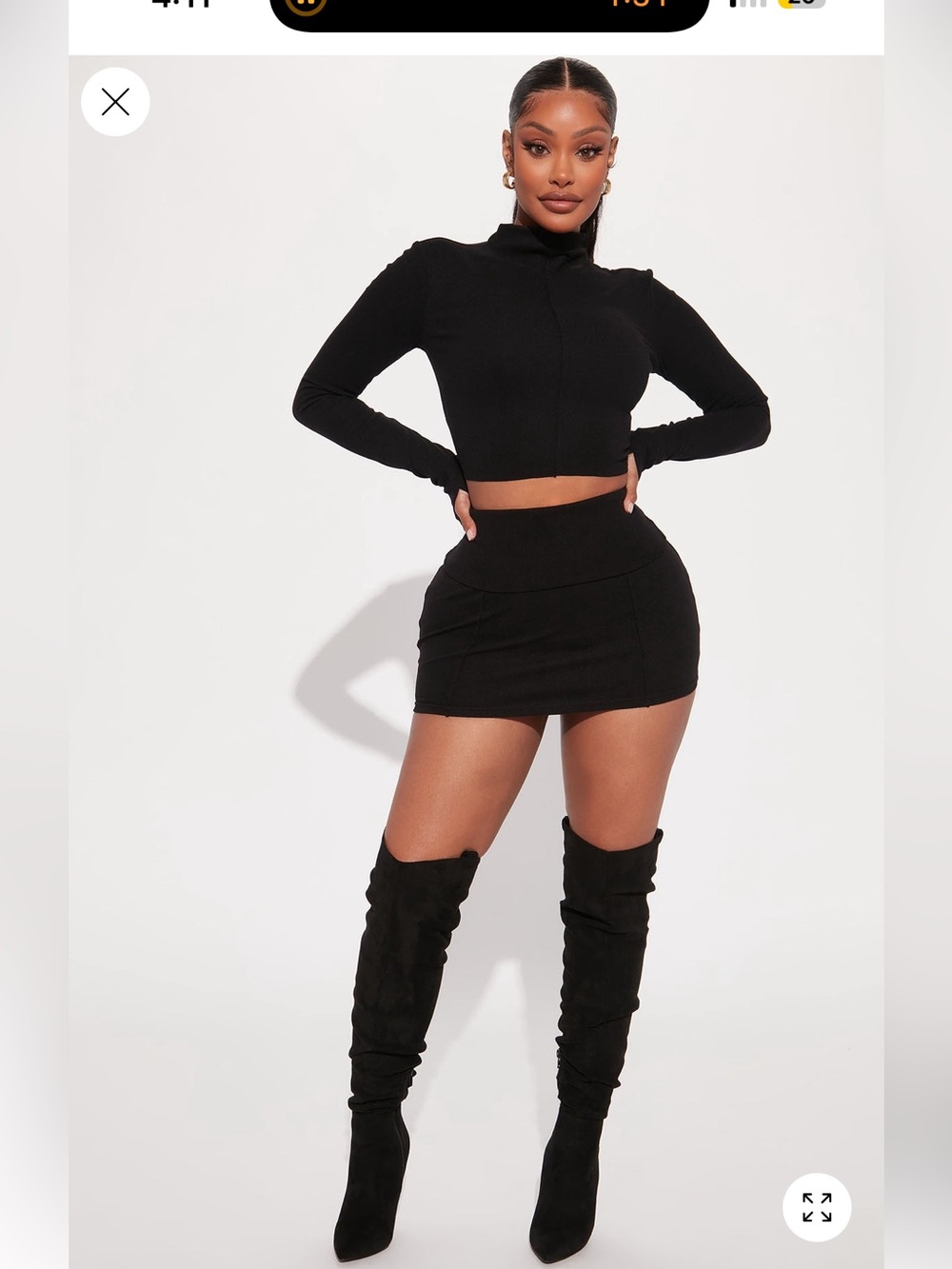 Fashion nova Just Over You Skirt Set - Black small NEW